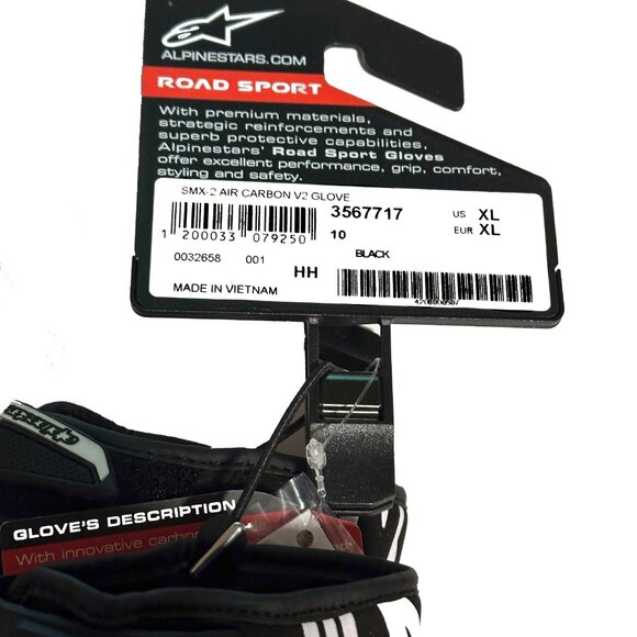 Alpinestars SMX-2 AIRCarbon V2 Black Gloves (XL) - Picture 1 of 2